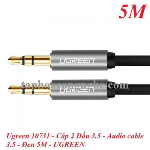 Ugreen 10731 5M màu Đen Cáp âm thanh 2 đầu 3.5mm dương dây dẹt 10731 30010731